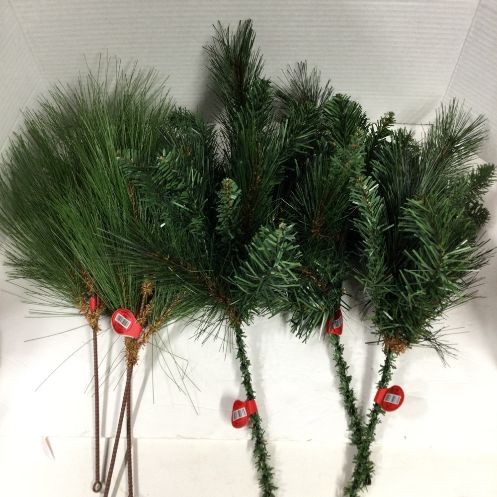 Lot of 6 Artificial Green Pine Branches for Holiday Decor New